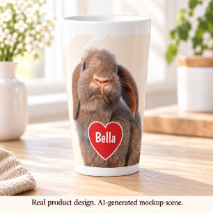 Tasse Latte Cadeau de nom de photo personnalisée de lapin Holl