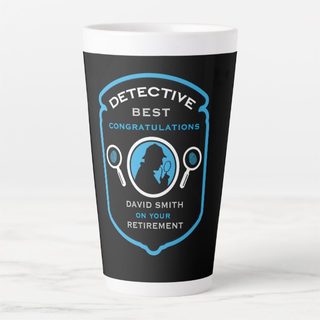 Tasse Latte Cadeau de retraite à thème policier (Devant)
