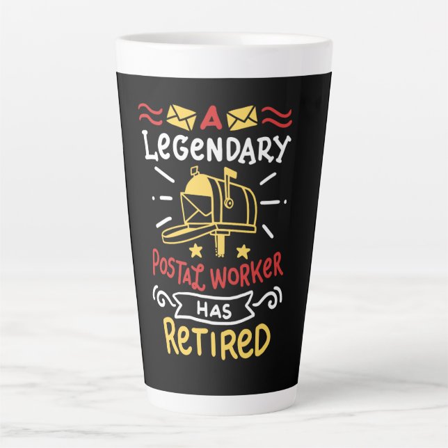 Tasse Latte Cadeau de retraite de l'employé de la poste retrai (Devant)