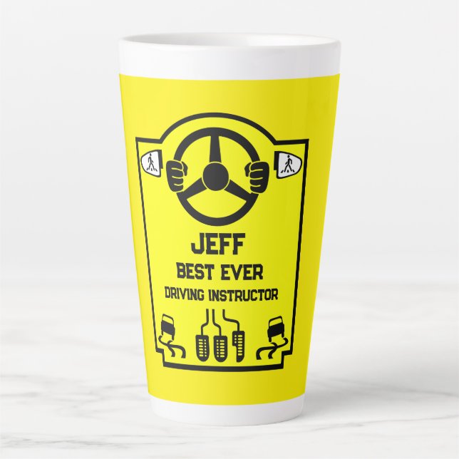 Tasse Latte Cadeau drôle pour moniteur d'auto-école (Devant)