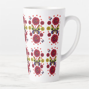 Tasse Latte Cadeau Floral Papillon Printanier Personnalisé