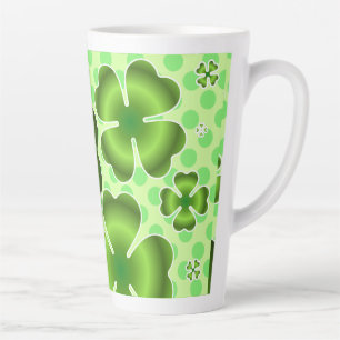 Tasse Latte Cadeau personnalisé à motif de trèfle vert chanceu