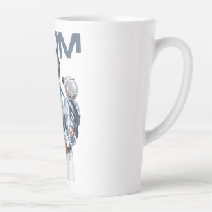 Tasse Latte Cadeau personnalisé de Super Maman avec fils et fi