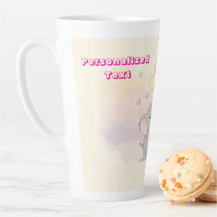 Tasse Latte Cadeau personnalisé éléphant mignon pour maman