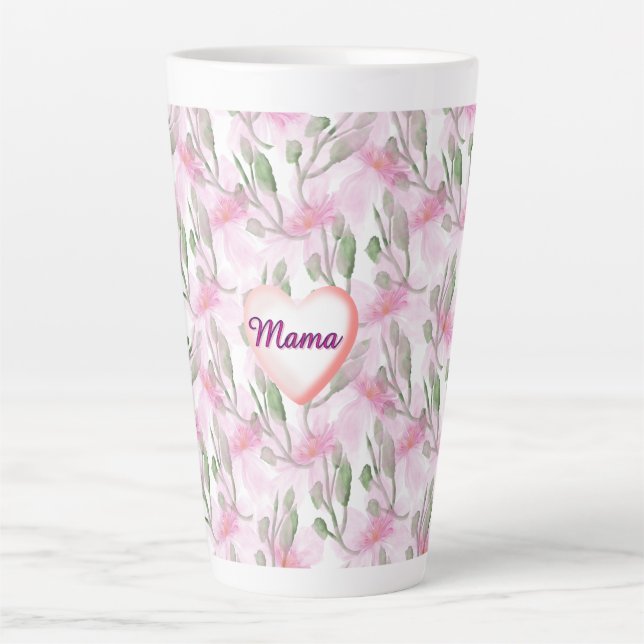 Tasse Latte Cadeau personnalisé et sur mesure de fleurs à l'aq (Devant)