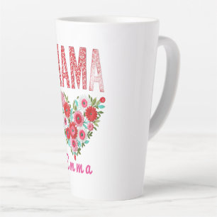 Tasse Latte Cadeau personnalisé Fleur de cœur de maman
