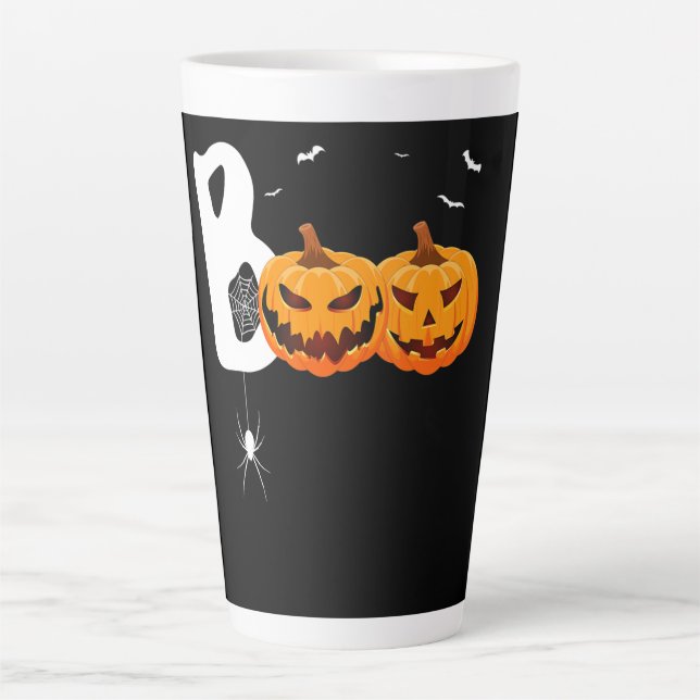 Tasse Latte Cadeau Spider | Araignée Citrouille d'Halloween (Devant)