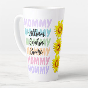 Tasse Latte Cadeau unique maman Noms d'enfants modernes sur