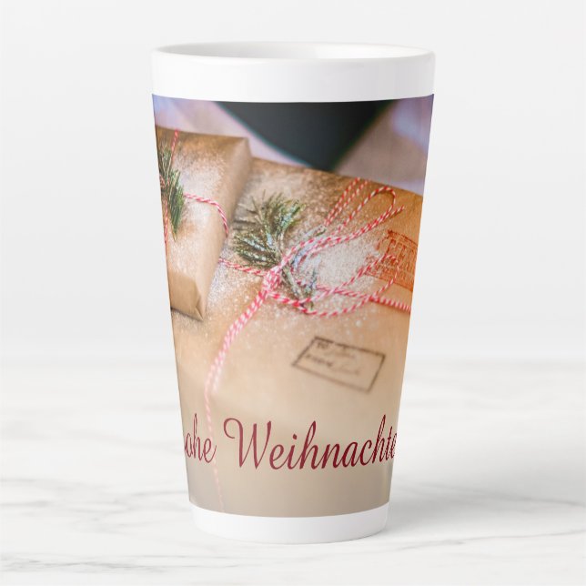 Tasse Latte Cadeaux de fête comme motif de Noël (Devant)