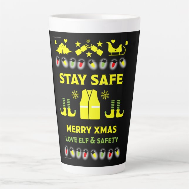 Tasse Latte Cadeaux De Noël Santé Et Sécurité (Devant)