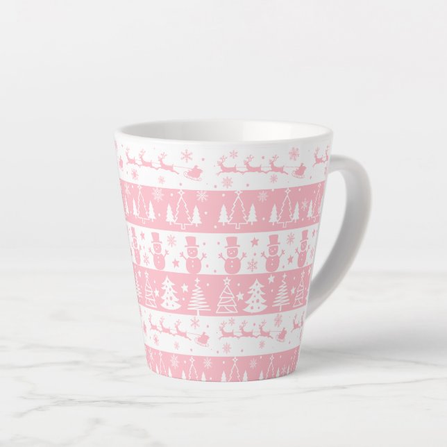 Tasse Latte Cadeaux d'hiver de Noël rose mignon (Angle droit)