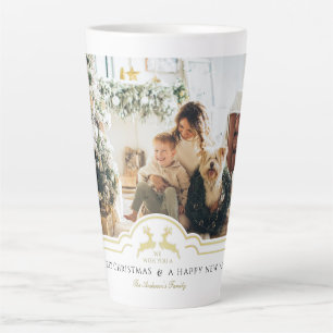 Tasse Latte Cadre de Noël Beau avec Photo Personnalisée