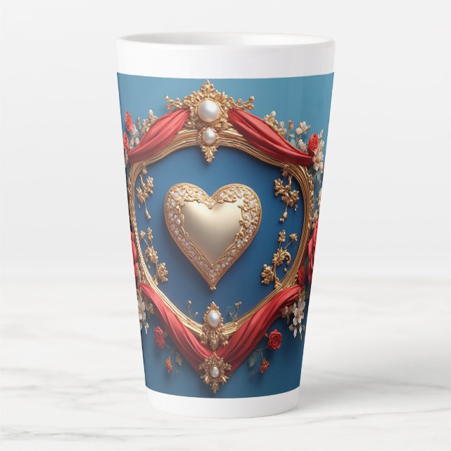 Tasse Latte Cadre doré luxueux avec perles (Devant)
