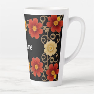 Tasse Latte Cadre floral élégant