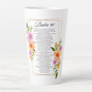 Tasse Latte Cadre géométrique floral Psalm 91