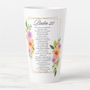 Tasse Latte Cadre géométrique floral Psaume 23