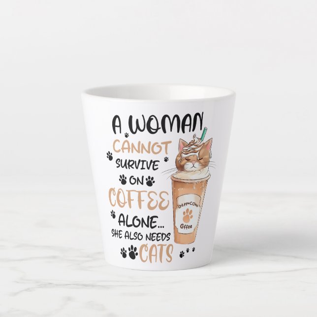 Tasse Latte Café & Chats - Cute Kawaii Art (Devant)