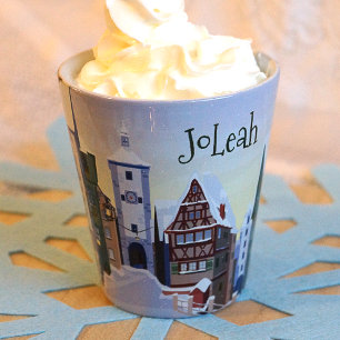 Tasse Latte Café de Noël Nostalgique Bavière Bleu clair