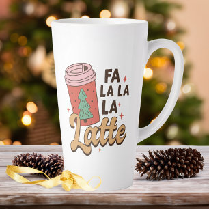 Tasse Latte Café Lover's Christmas Fa La La Holiday