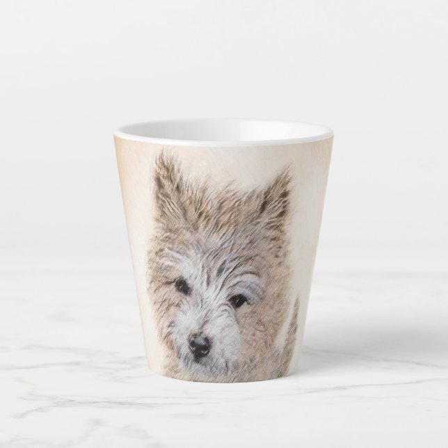 Tasse Latte Cairn Terrier Peinture Chiot - Art Chien original (Devant)