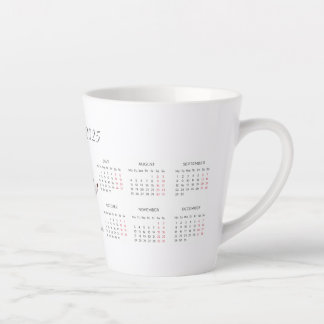 Tasse Latte Calendrier personnalisé Charming Red Reindeer 2025