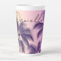 Cali moderne Tropical Pastel Rose Sunset Palm Tree