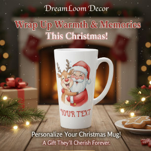 Tasse Latte Câlins de Noël Personnalisés avec le Père Noël et