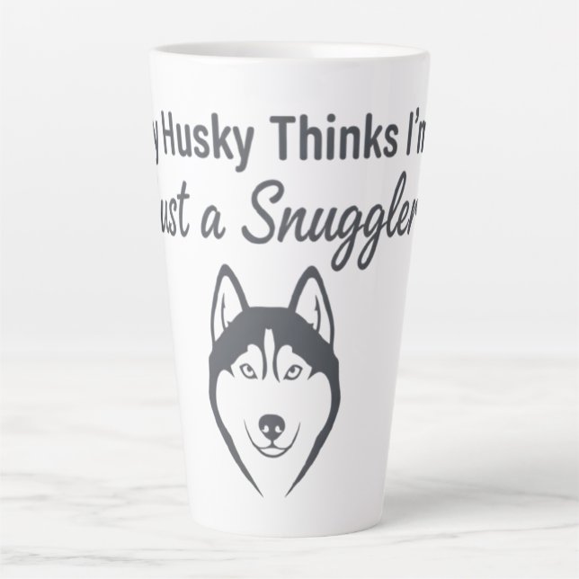 Tasse Latte Câlins drôles de chien Husky (Devant)