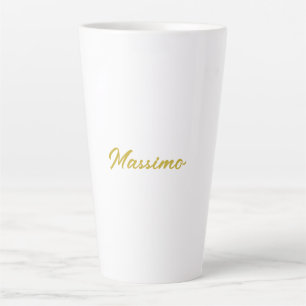Tasse Latte Calligraphie Élégant Or Blanc Simple Nom