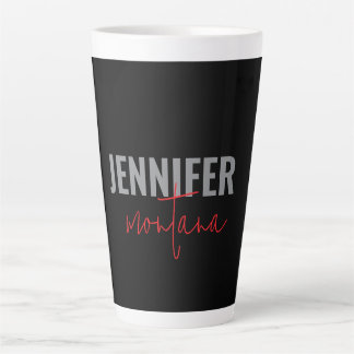 Tasse Latte Calligraphie Elegant Plain Ajouter son propre nom