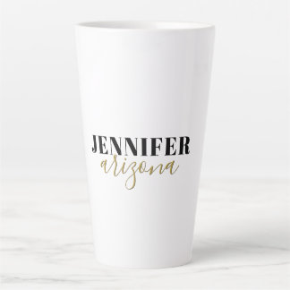 Tasse Latte Calligraphie Elegant Plain Ajouter son propre nom
