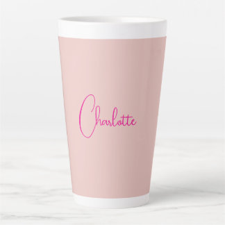 Tasse Latte Calligraphie Élégant Rose Or Plaine Nom simple