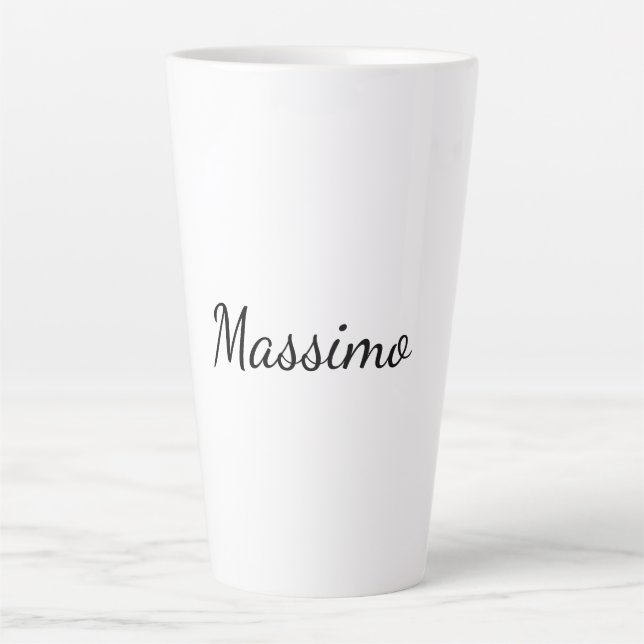 Tasse Latte Calligraphie Élégant Simple Nom Plain (Devant)