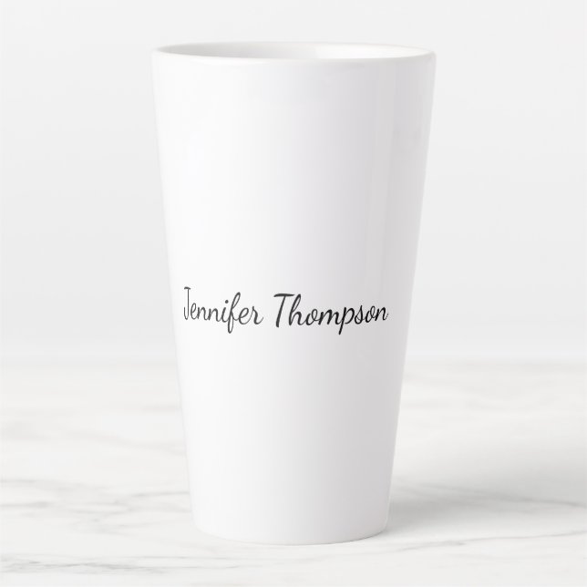 Tasse Latte Calligraphie Élégant Simple Nom Plain (Devant)