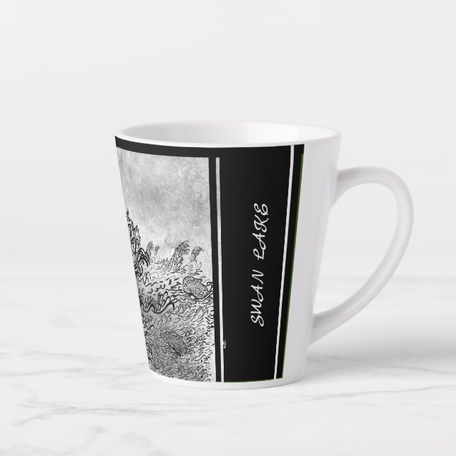 Tasse Latte Calligraphie numérique Lac des cygnes  (Droite)