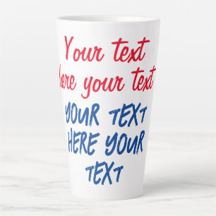Tasse Latte Calligraphie rouge bleu Votre texte ici Remplacer