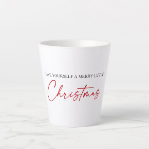 Tasse Latte Calligraphie Stylo rouge encre minimaliste Noël