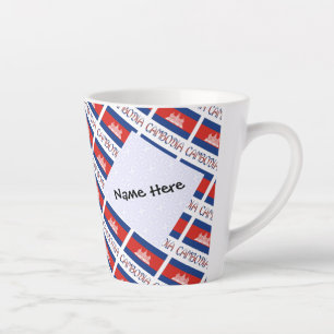 Tasse Latte Cambodge Drapeau Cambodgien Personnalisé en Carrea