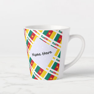 Tasse Latte Cameroun et Drapeau Camerounais Mosaïqué avec Votr