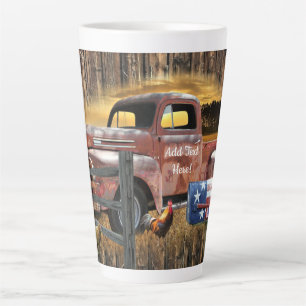 Tasse Latte Camion rouge Vintage Camion rouge Camion agricole