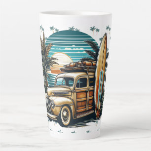 Tasse Latte camionnette vintage tropical/Hawaii surf
