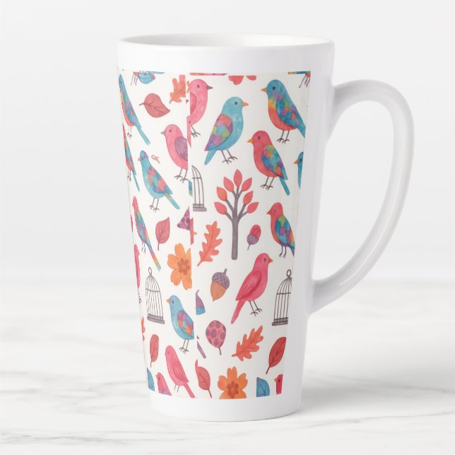 Tasse Latte Caneca Pássaros e Flores DESING (Droite)