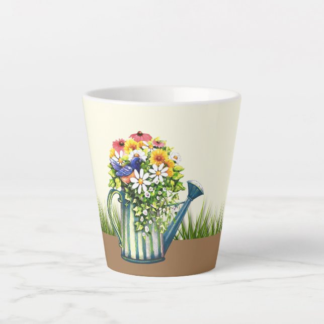 Tasse Latte Canette d'eau avec Fleurs sauvages (Devant)