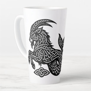 Tasse Latte Capricorne — Encre Hantée Zodiaque Bouc‑Poisson