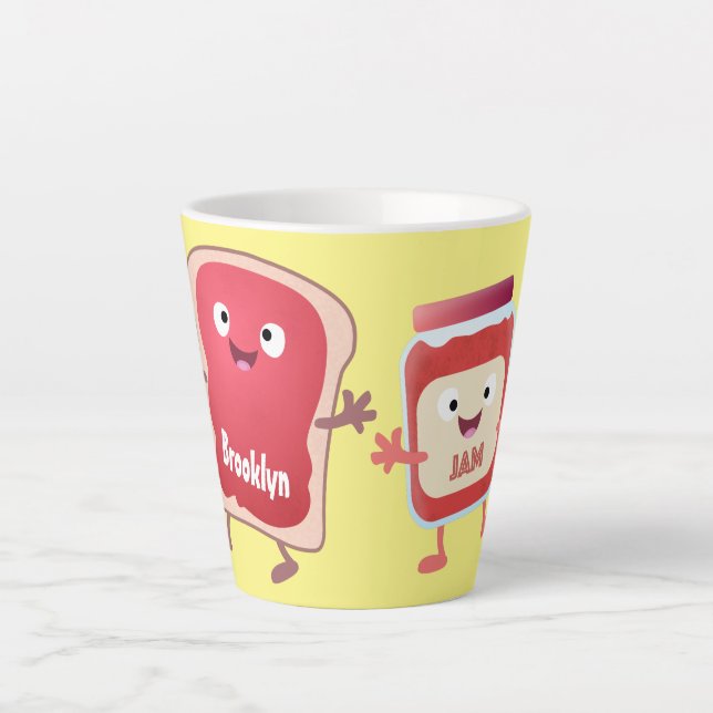 Tasse Latte Caractères de dessins animés sur le pain et la con (Devant)