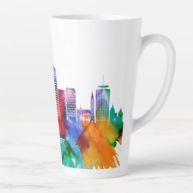 Tasse Latte Cardiff Skyline (Droite)
