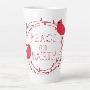 Tasse Latte Cardinaux de Noël de la Paix sur Terre