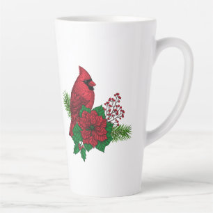 Tasse Latte Cardinaux rouges sur décoration de Noël
