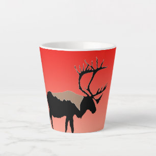 Tasse Latte Caribou au coucher du soleil - Art original de la