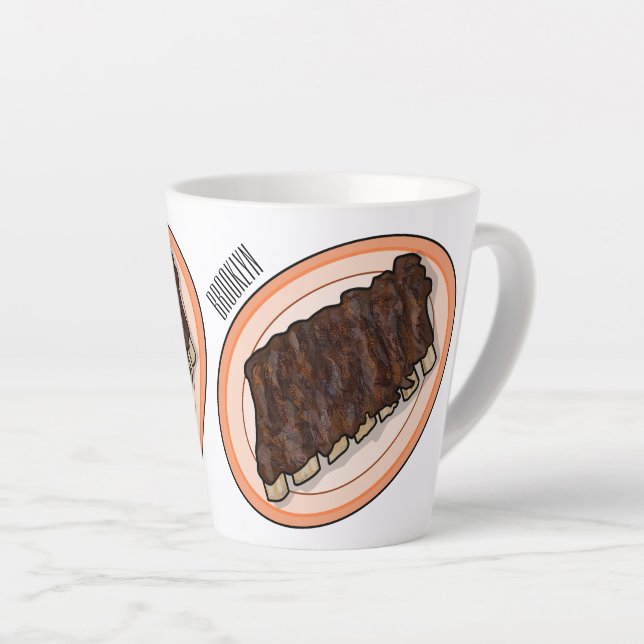 Tasse Latte Caricature à côtes courtes (Angle droit)